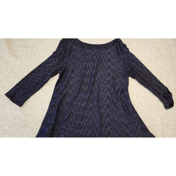 Saturday Sunday Dress Womens Medium Navy Blue Space Dye Swing 3/4 Sleeve Pockets - Picture 16 of 16